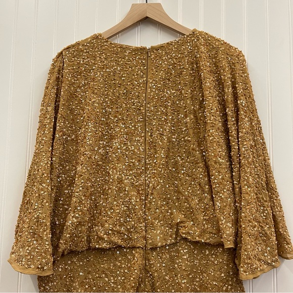 NWT ASOS Design Curve Gold All Over Sequin Mini Dress with Horn Buckle Sz 16 - Picture 13 of 15